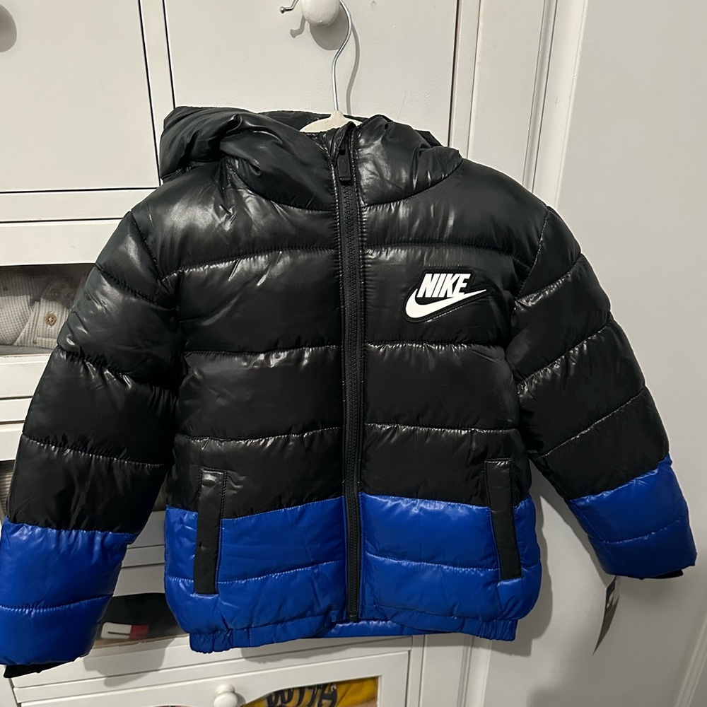 Nike Kids Black and Blue Puffer Jacket